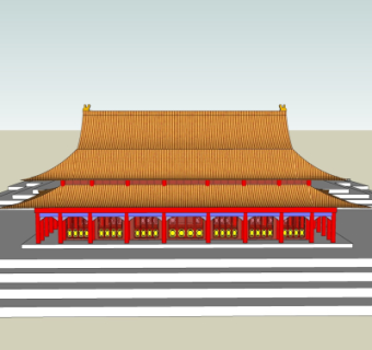 中式古建祠堂su模型