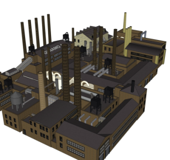 工业风工厂su模型