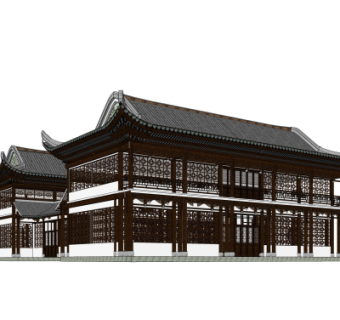 中式客栈酒楼su模型