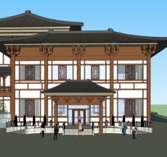 新中式酒店su模型