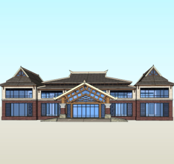 现代会所建筑su模型