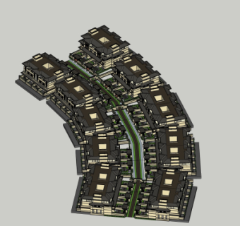 欧式别墅鸟瞰规划su模型