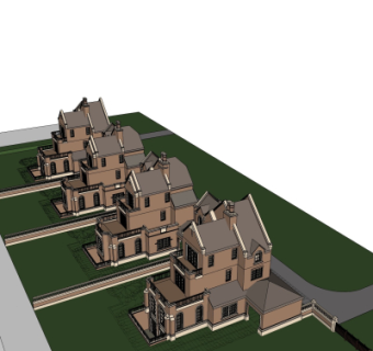 欧式别墅鸟瞰规划su模型