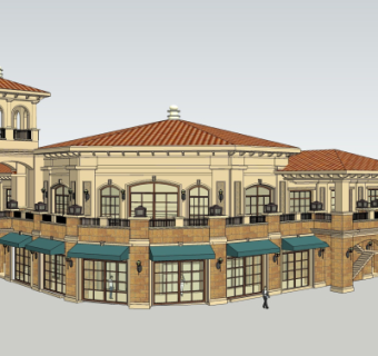 欧式商业街su模型