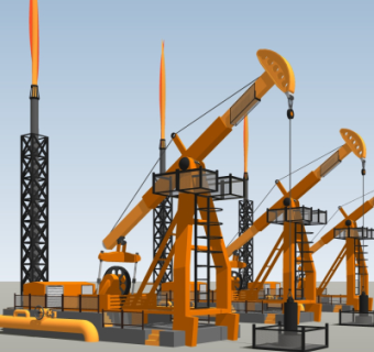 工业风游梁式抽油机su模型