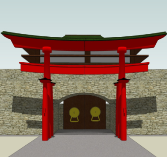 日式住宅门头su模型