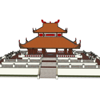 中式古建古庙su模型