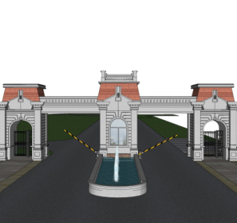 欧式小区入户门su模型