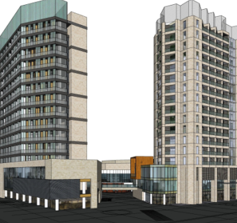 现代商业街su模型