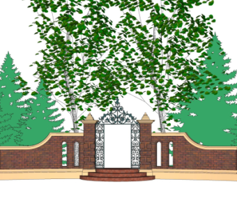 欧式花园门su模型