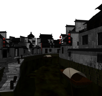 中式住宅外观su模型