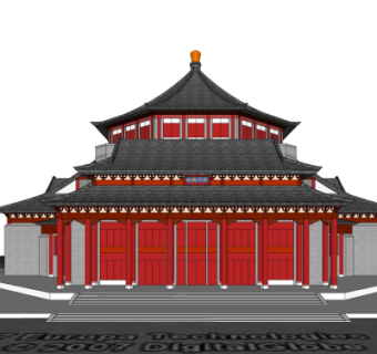 中式楼阁su模型