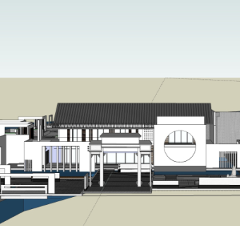 新中式会所su模型