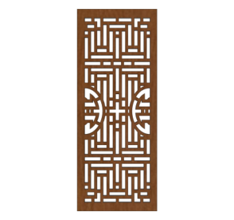 中式实木隔断su模型