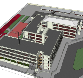 现代办公楼鸟瞰规划su模型