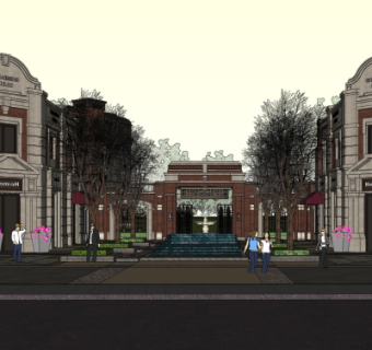 欧式小区入户门su模型