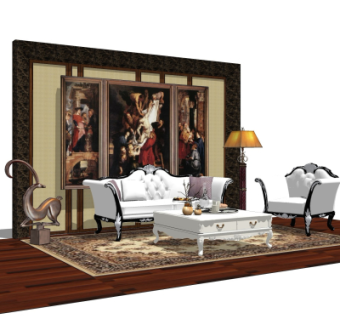 欧式沙发组合su模型