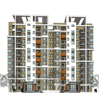 现代公寓楼su模型