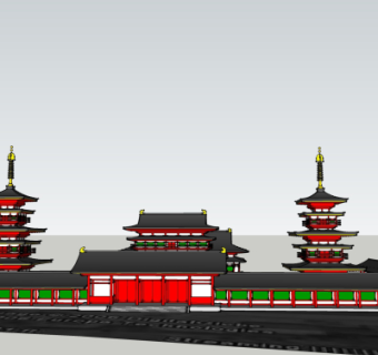 中式古建古庙su模型