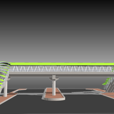 现代过街天桥su模型