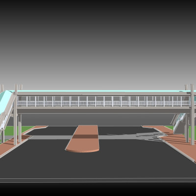 现代过街天桥su模型