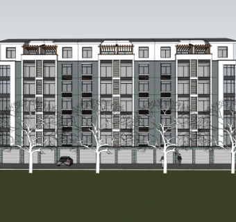 新中式公寓楼su模型