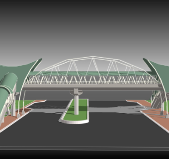 现代过街天桥免费su模型