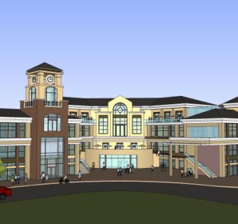 现代商业街su模型