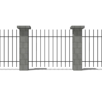 现代围墙栏杆su模型