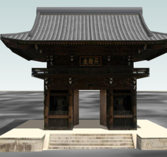 中式古建门头su模型