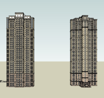 新古典高层公寓楼su模型