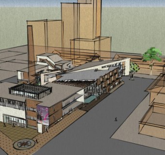 现代商业街鸟瞰规划su模型