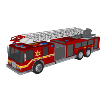 现代消防云梯车su模型