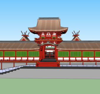 中式古建祠堂su模型