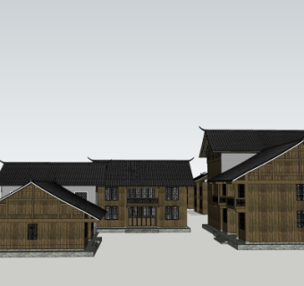 中式住宅外观su模型