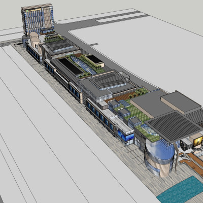 现代商业街鸟瞰规划su模型