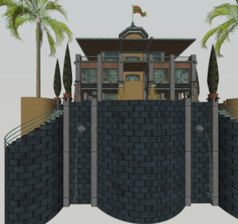 现代图书馆外观su模型