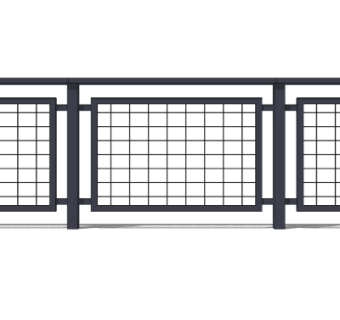 现代铁艺栏杆su模型