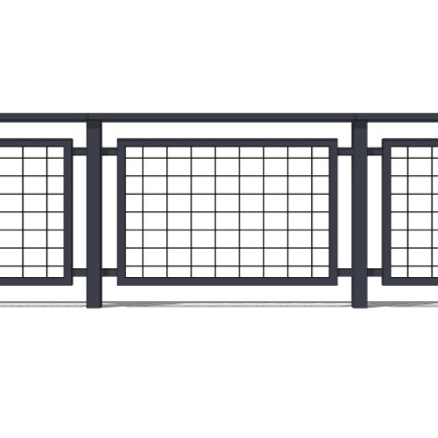 现代铁艺栏杆su模型