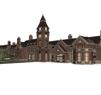 欧式沿街商业建筑su模型