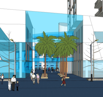 现代商业街su模型