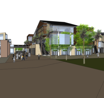 现代商业街su模型