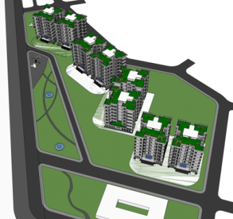 现代高层住宅鸟瞰规划su模型