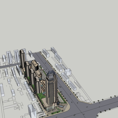 现代高层住宅鸟瞰规划su模型