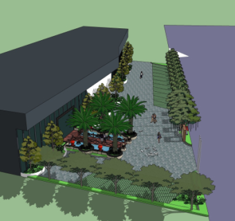 现代商业街su模型