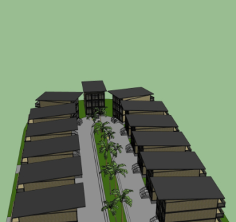 现代住宅鸟瞰规划su模型