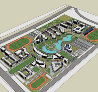 现代小区规划su模型