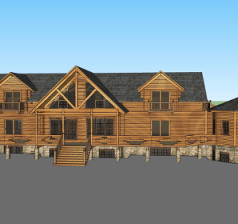 新中式住宅外观su模型