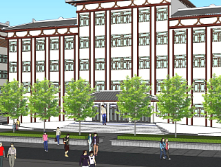 新中式办公楼su模型