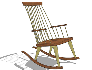 现代实木休闲躺椅su模型